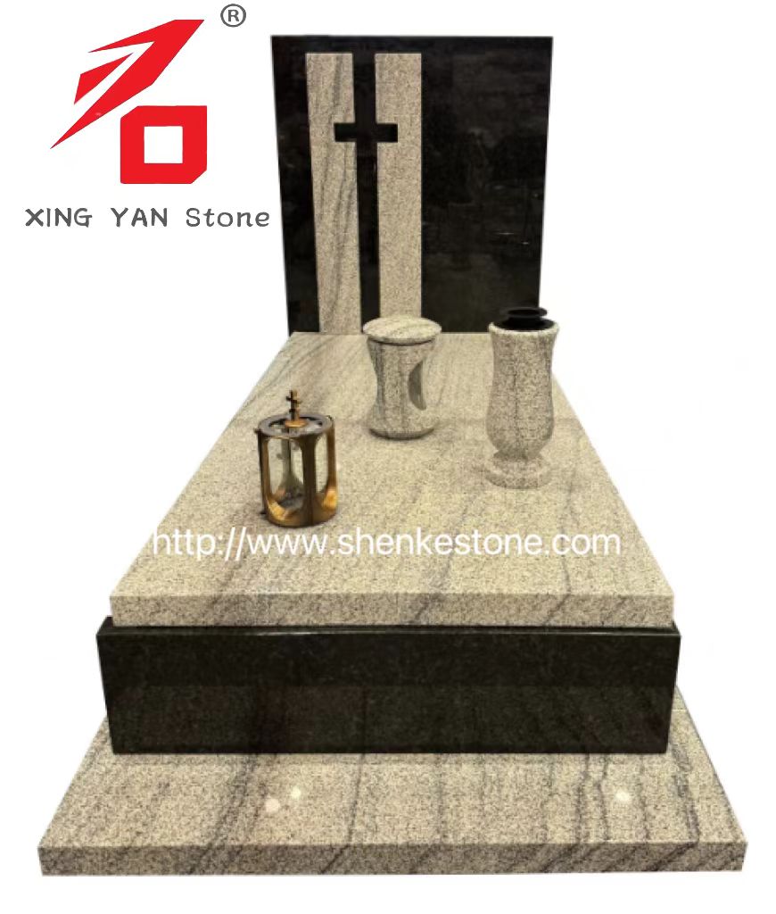 Monumentul funerar proiectat de granit modern (cu vază funerară și felinar)