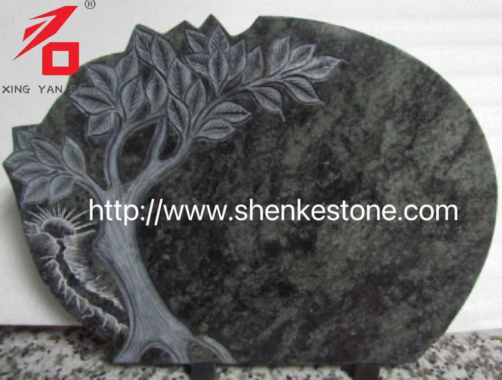 Placă memorială specială de granit verde sculptat